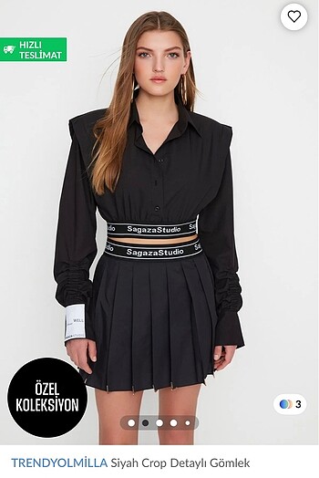 siyah crop poplin gömlek