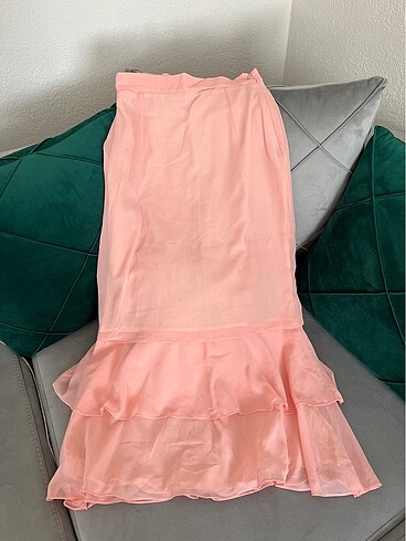 Şifon pembe etek