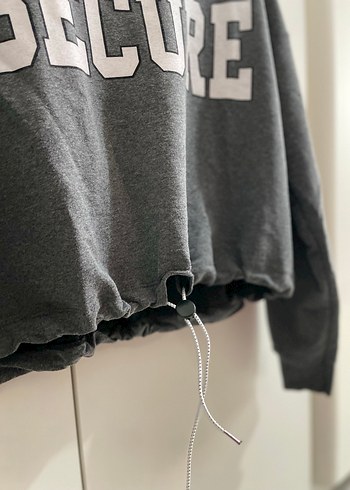 Noa&Noa Gri önü büzmeli Kısa Sweatshirt
