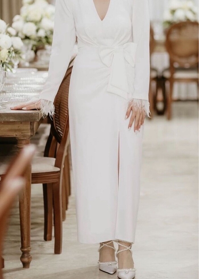 ALFA BETA MARKA BEYAZ VATKALI  ELBİSE - Görsel 3