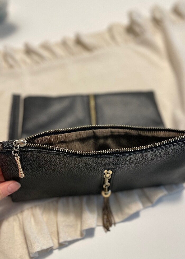 Siyah katlı el çantası - Görsel 3