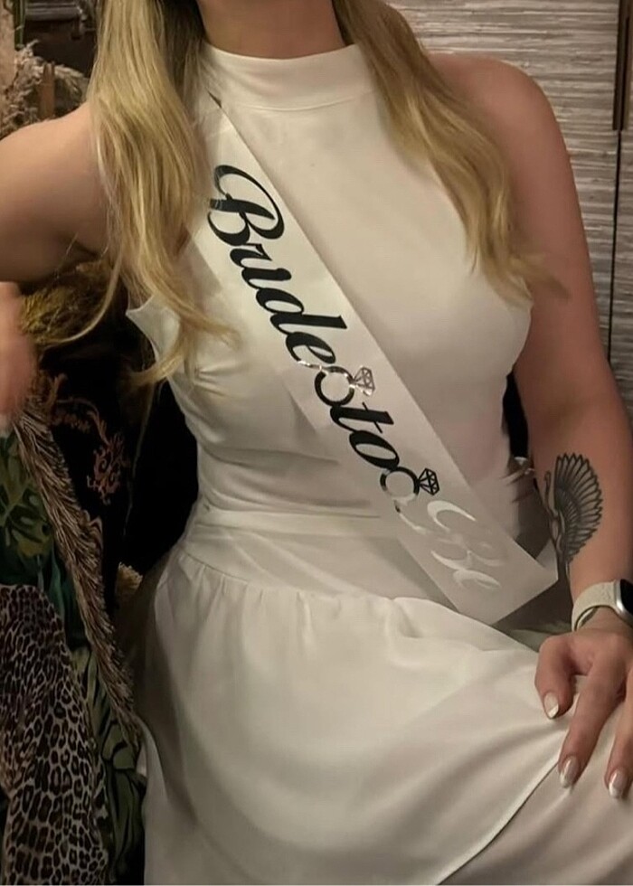 Beyaz şifon elbise - Görsel 3