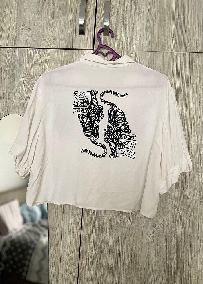 Bershka beyaz kısa gömlek - Görsel 2