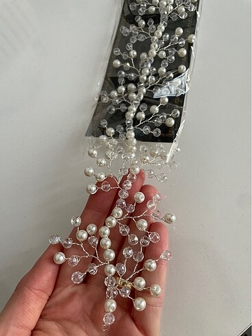 İnci kristal karışım boncuk saç aksesuarı (gelin söz nişan düğün