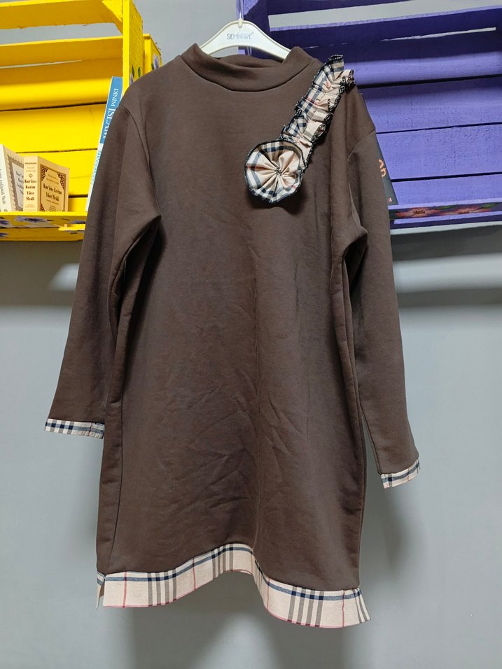 Kahverengi Uzun Kollu Kadın Tunik - Görsel 3