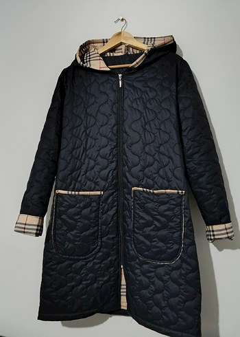 Kadın Siyah Kapitone Uzun Mont - Görsel 2