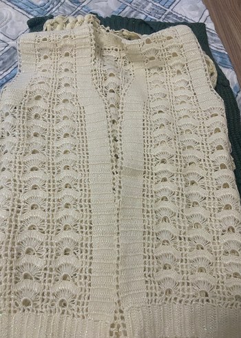 Örgü Bohem Kadın yelekBeyaz - Görsel 2