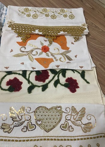Nakışlı Beyaz Havlu Seti - Görsel 5