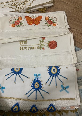 Nakışlı Beyaz Havlu Seti - Görsel 4