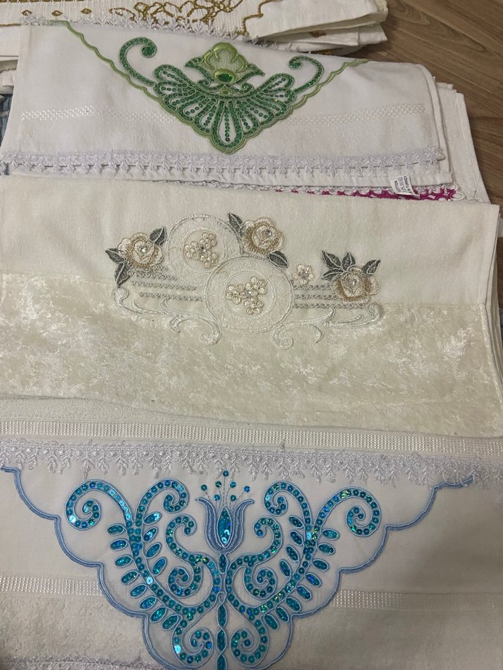 Nakışlı Beyaz Havlu Seti - Görsel 2