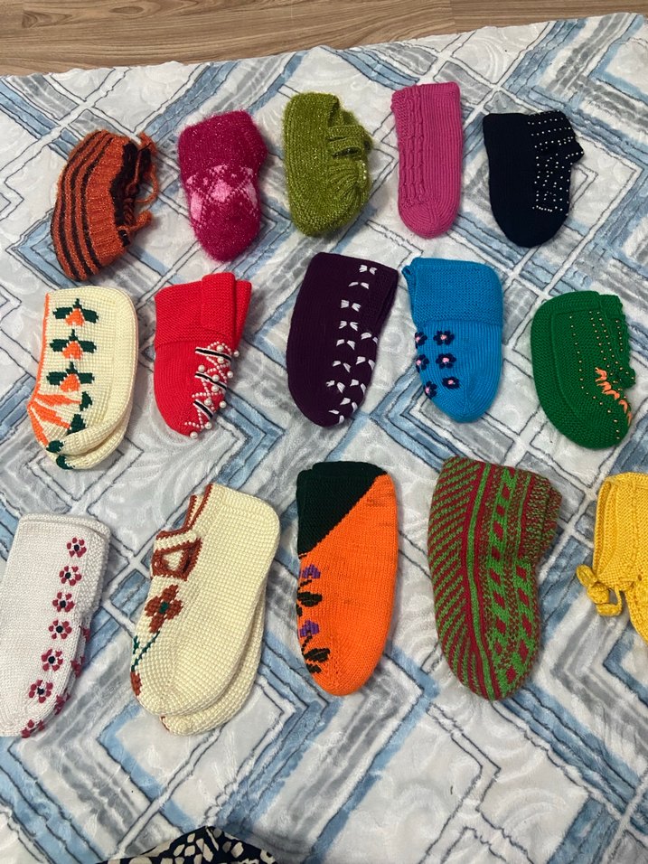 Renkli Nakışlı Örgü Kadın Terlik - Görsel 3