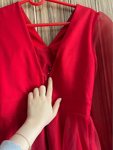 Kırmızı tül elbise/abiye - Görsel 6