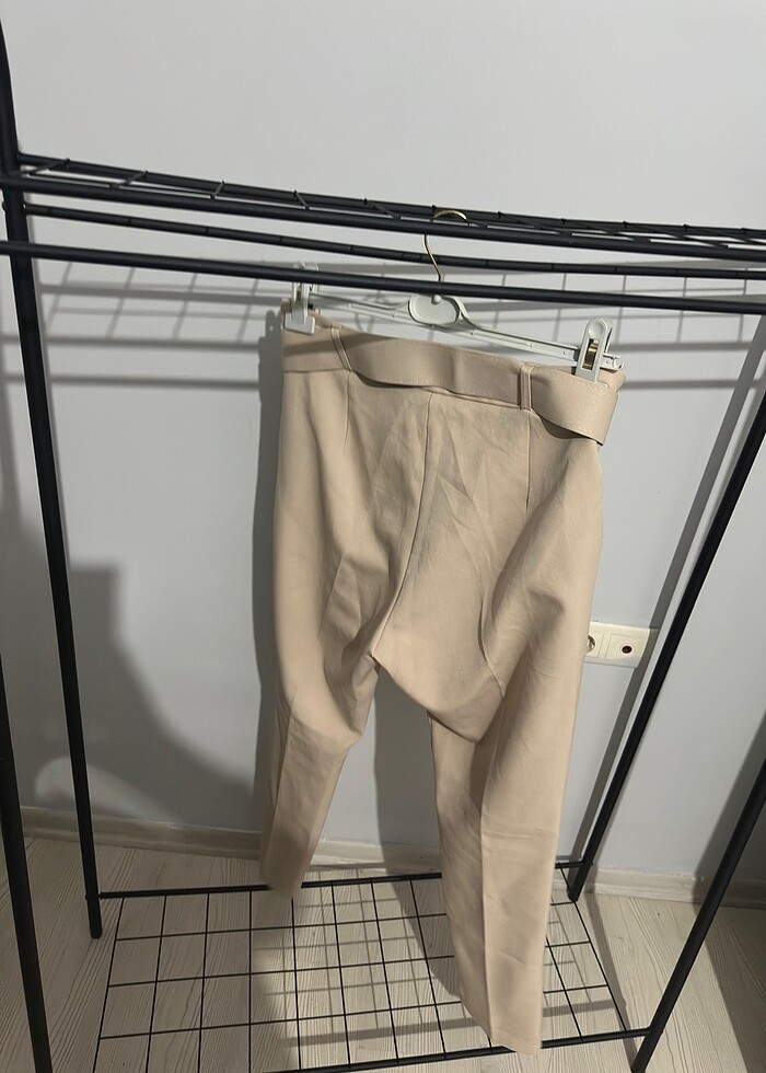 Dar paça 2 kere giyilmiş kumaş pantolon - Görsel 4