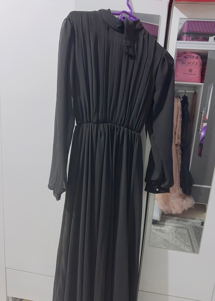 Tesettür siyah elbise abiye - Görsel 2