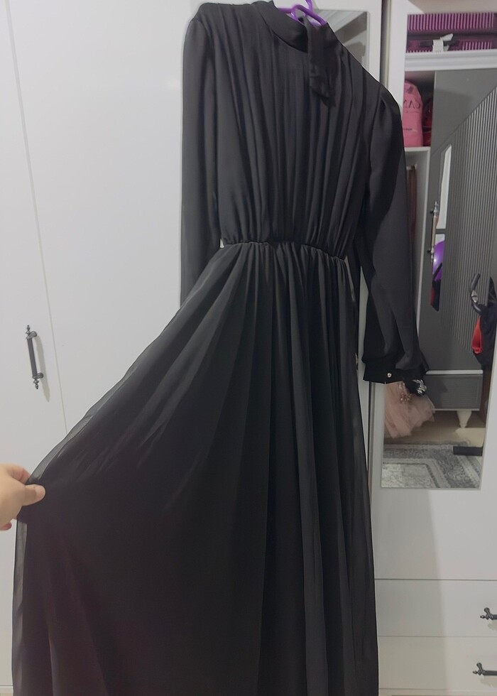 Tesettür siyah elbise abiye - Görsel 3