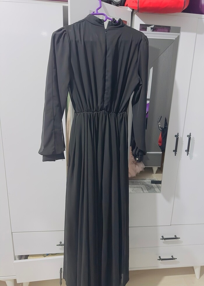 Tesettür siyah elbise abiye - Görsel 4