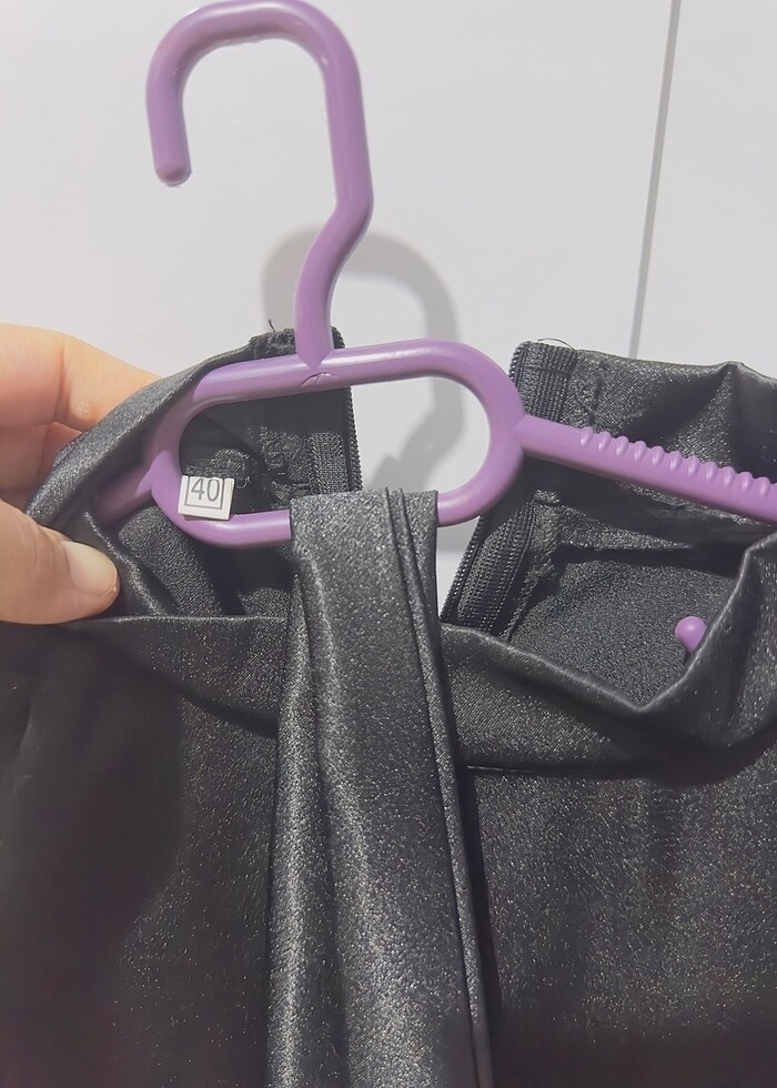 Tesettür siyah elbise abiye saten - Görsel 5