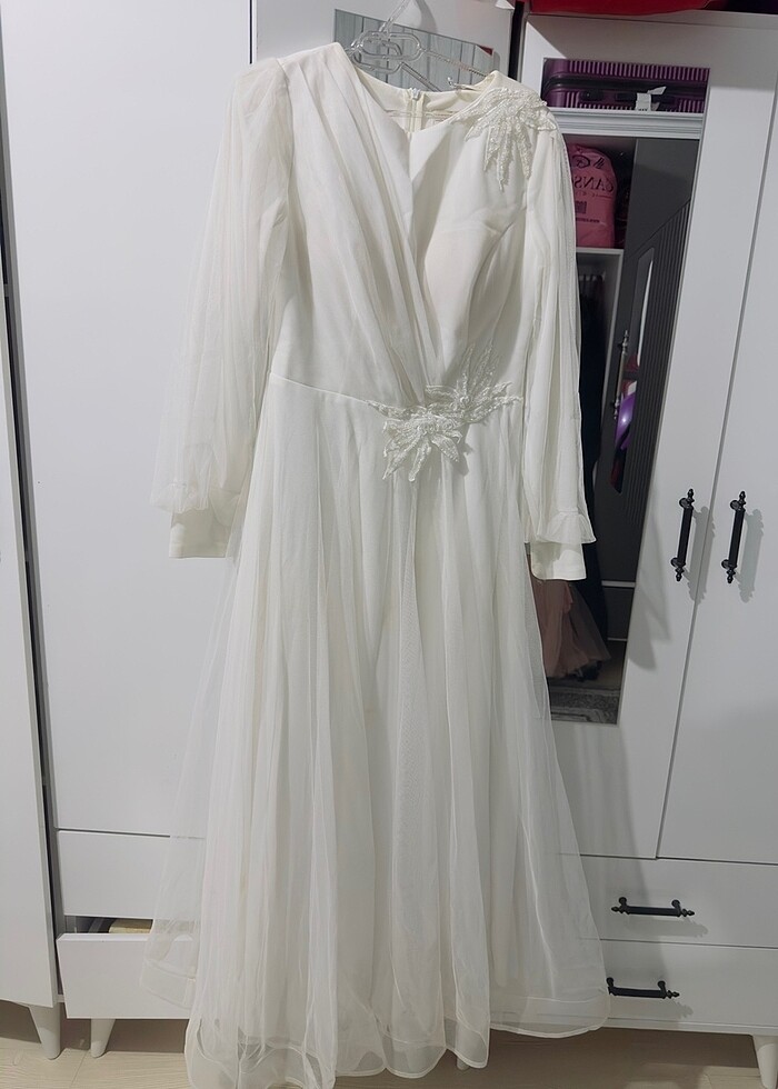 Tesettür nikah elbisesi şık - Görsel 2