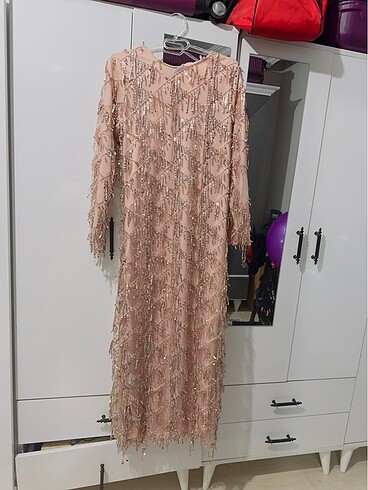 Tesettür pullu abiye after kına elbisesi - Görsel 6