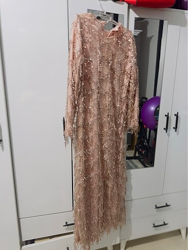 Tesettür pullu abiye after kına elbisesi - Görsel 7