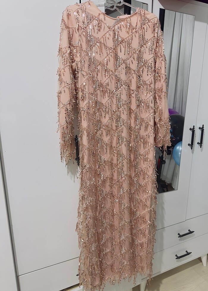 Tesettür pullu abiye after kına elbisesi - Görsel 3