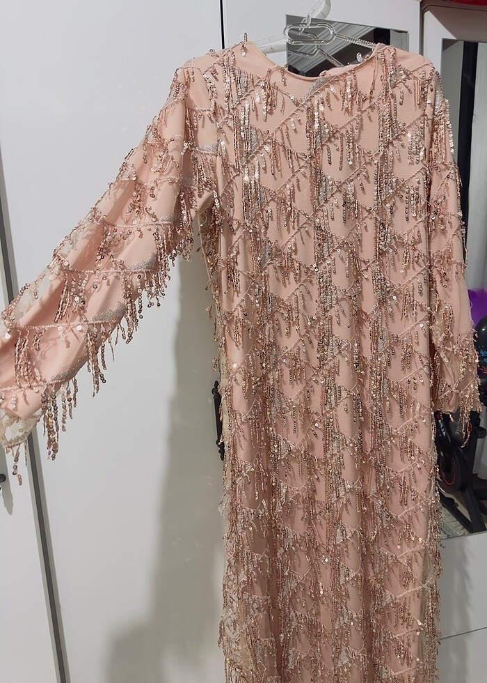 Tesettür pullu abiye after kına elbisesi - Görsel 5