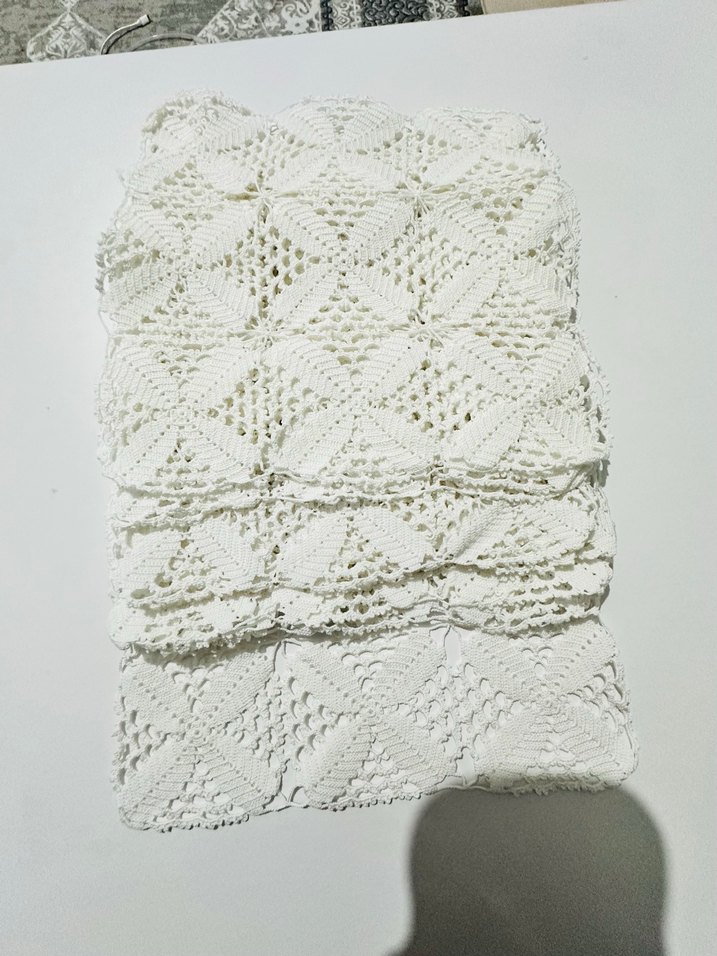 El Yapımı Beyaz Örgü Örtü dantel - Görsel 3