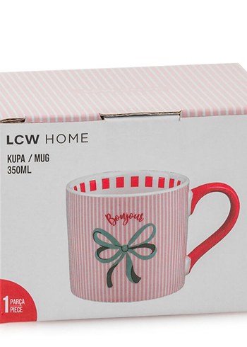Pembe Renkli Bonjour Desenli Kupa - Görsel 3