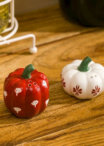 Renkli Kabak Desenli Tuzluk ve Biberlik Seti - Görsel 4