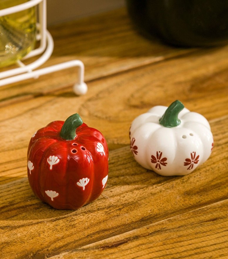 Renkli Kabak Desenli Tuzluk ve Biberlik Seti - Görsel 4