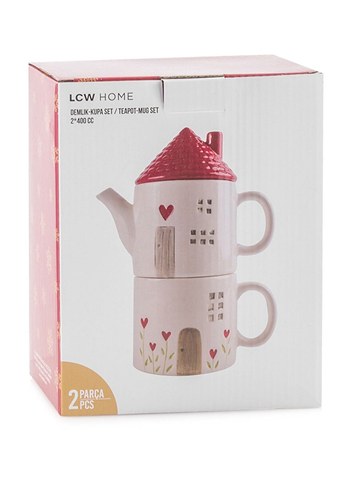 Ev Desenli Teapot Kupa Seti - Görsel 2