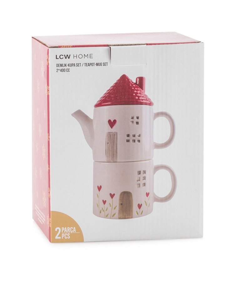 Ev Desenli Teapot Kupa Seti - Görsel 2