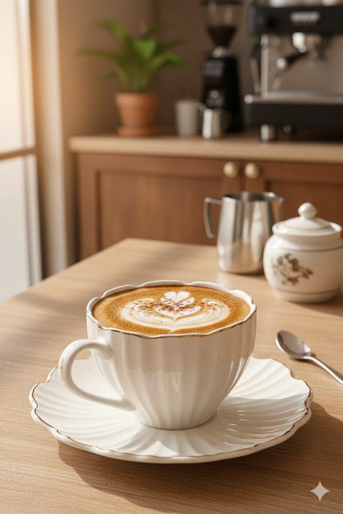 Beyaz Pastel İnce Kenarlı Fincan ve Tabak - Görsel 2