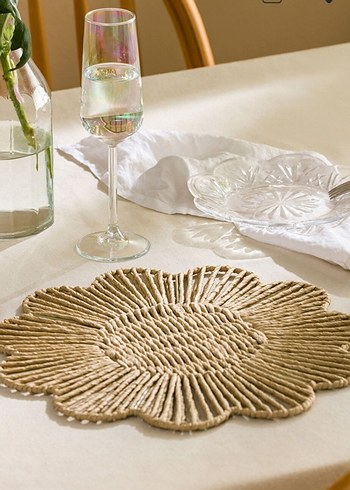 Bohem Hasır Çiçek Desenli Amerikan Servis - Görsel 2