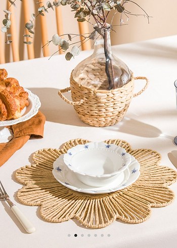 Bohem Hasır Çiçek Desenli Amerikan Servis - Görsel 3