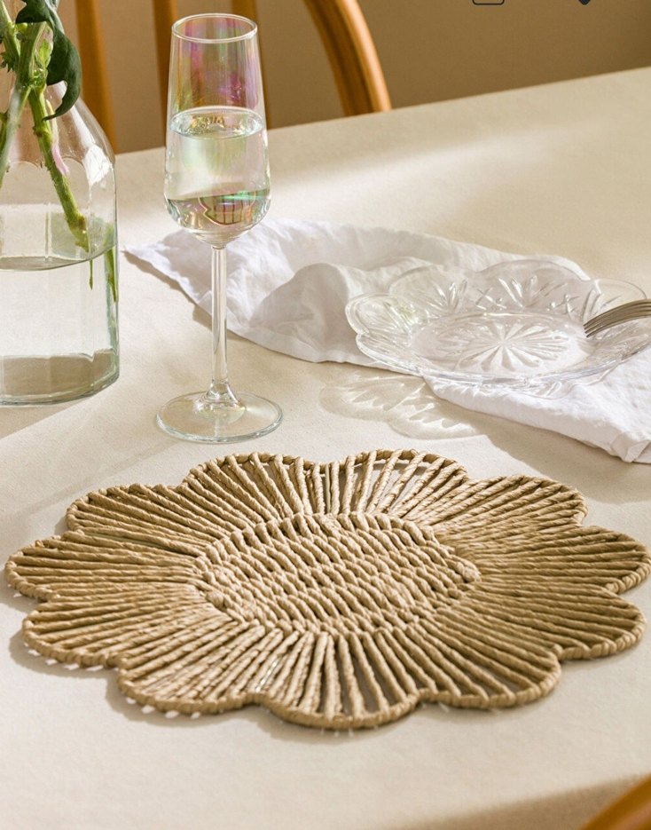 Bohem Hasır Çiçek Desenli Amerikan Servis - Görsel 2