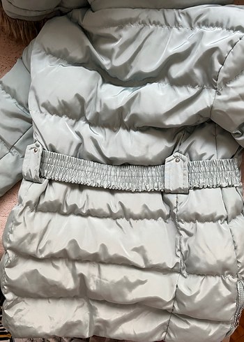 Kürklü Turkuaz Kız Mont - Görsel 4