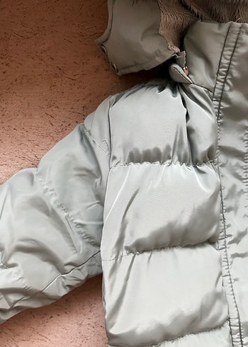 Kürklü Turkuaz Kız Mont - Görsel 2