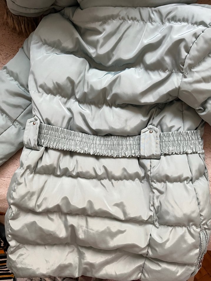 Kürklü Turkuaz Kız Mont - Görsel 4