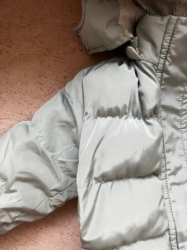 Kürklü Turkuaz Kız Mont - Görsel 2