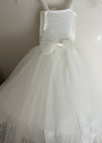 Beyaz Dantel Detaylı Kız Çocuk Abiye Elbise - Görsel 5