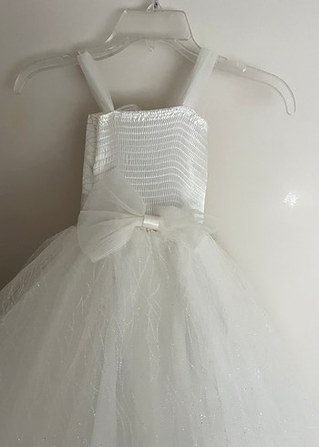 Beyaz Dantel Detaylı Kız Çocuk Abiye Elbise - Görsel 4