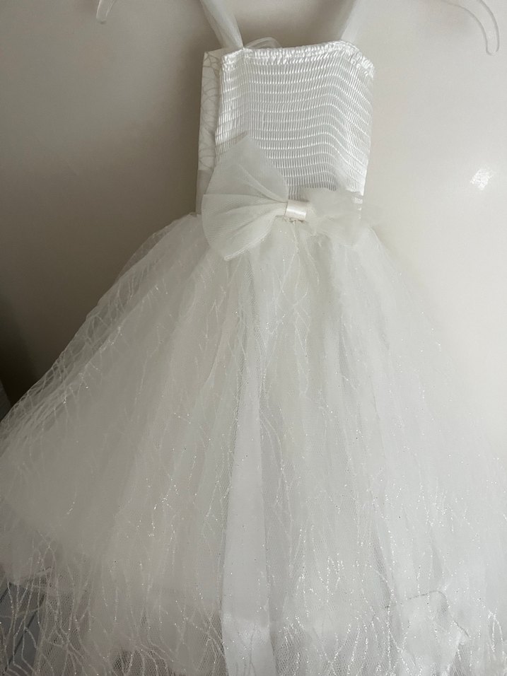 Beyaz Dantel Detaylı Kız Çocuk Abiye Elbise - Görsel 5