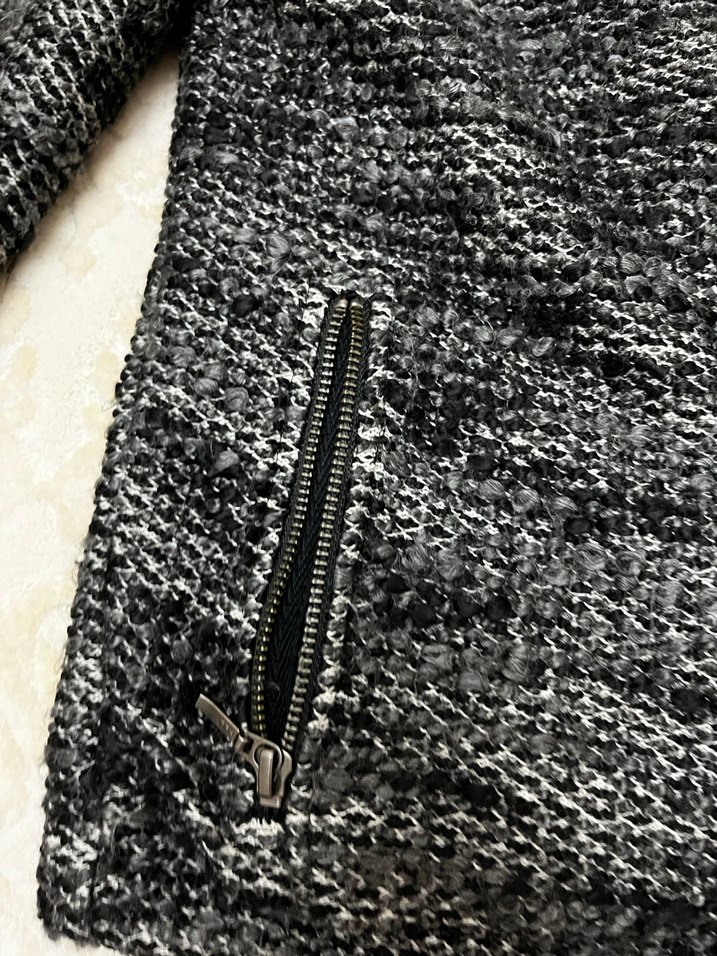 Gri Örgü Kadın Midi Ceket - Görsel 2