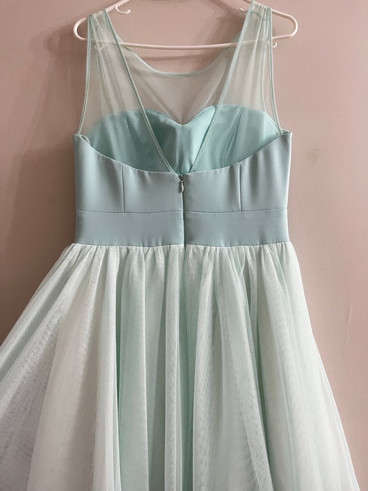 Nakışlı Turkuaz Mini Abiye Elbise - Görsel 4