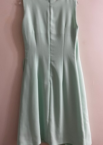 Yeşil V Yaka Mini Drapeli Elbise - Görsel 4