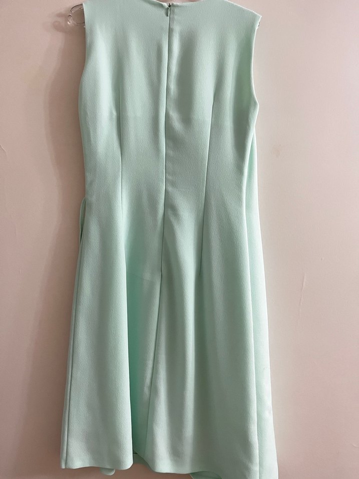 Yeşil V Yaka Mini Drapeli Elbise - Görsel 3