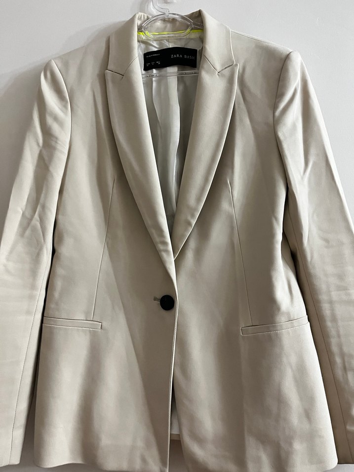 Düğmeli Bej Kadın Blazer Ceket - Görsel 2