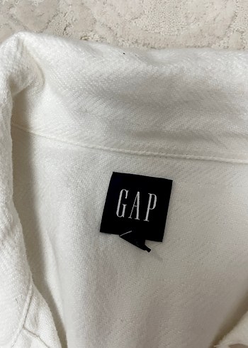 GAP Beyaz Uzun Kollu Keten Gömlek - Görsel 2
