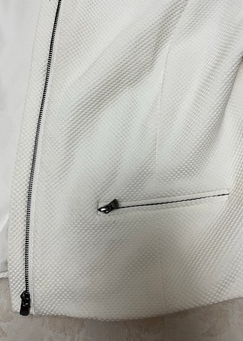 Beyaz Crop Kadın Blazer Ceket - Görsel 2